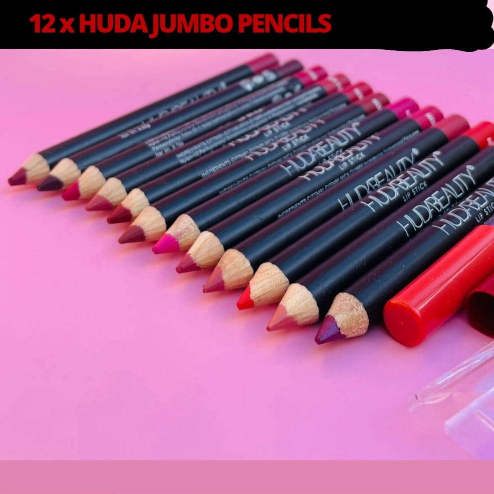 Huda Beauty Jumbo Lip Pencil Set - Pack of 12 Long-Lasting Matte Lip Crayons - Image 3