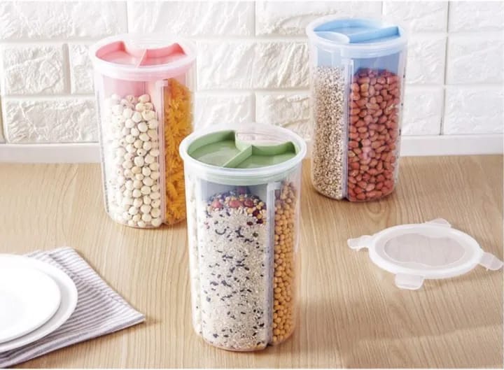 188-Marshal 3-Portion Airtight Storage Jar - Multi-Section Dry Food & Snacks Container - Image 3