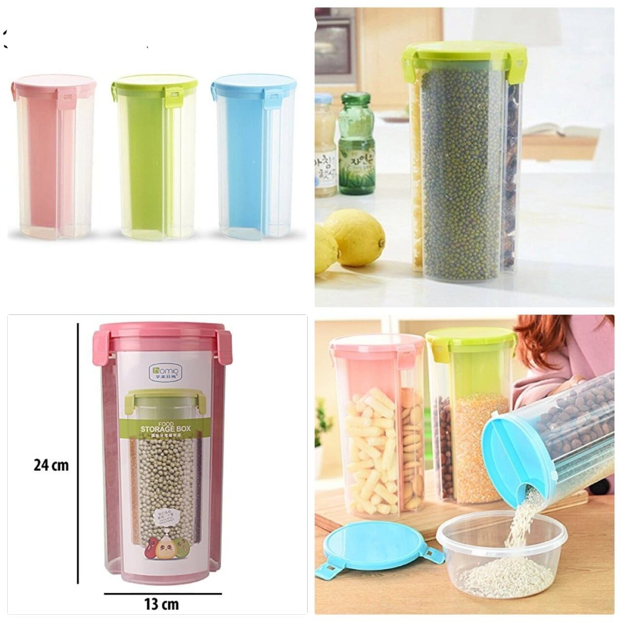 188-Marshal 3-Portion Airtight Storage Jar - Multi-Section Dry Food & Snacks Container - Image 5