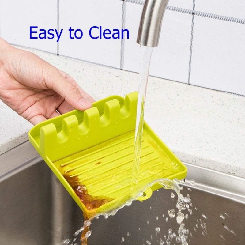 Hanging Kitchen Utensil Rest with Drip Pad - Heat-Resistant BPA-Free Spoon & Ladle Holder for Stove Top - Image 3