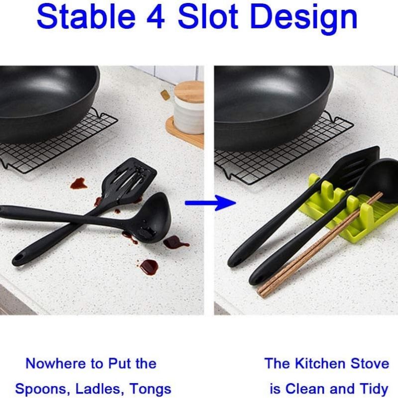 Hanging Kitchen Utensil Rest with Drip Pad - Heat-Resistant BPA-Free Spoon & Ladle Holder for Stove Top - Image 4