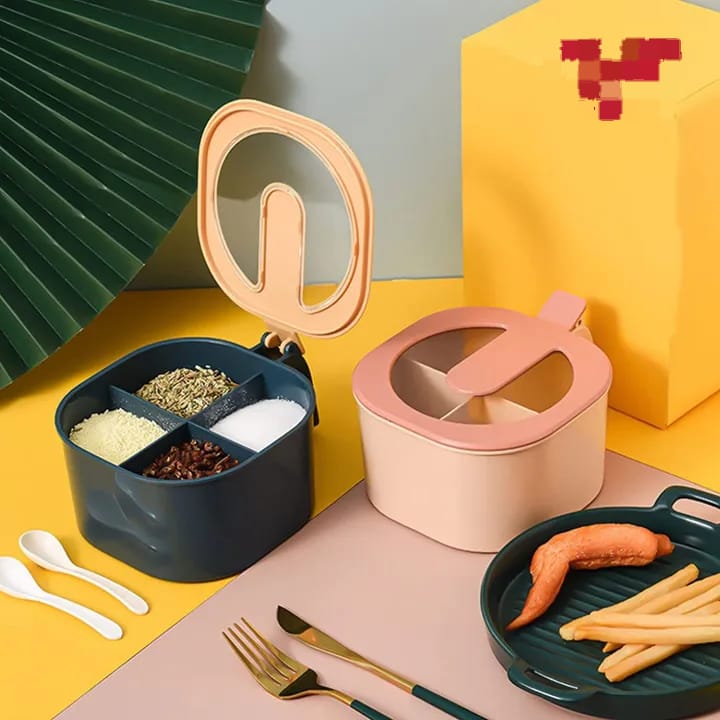 4 in 1 Partition Seasoning Box - 4-Grid Spice Jar Container for Kitchen Masala & Condiments - Image 3