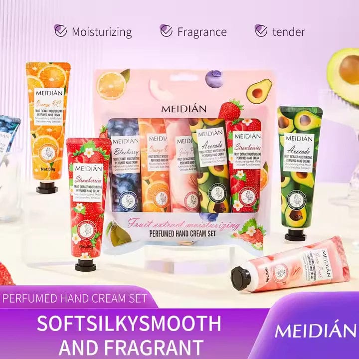Meidian Fruit Extract Hand Cream Set - Moisturizing & Perfumed Hand Care (Pack of 5) - Image 4