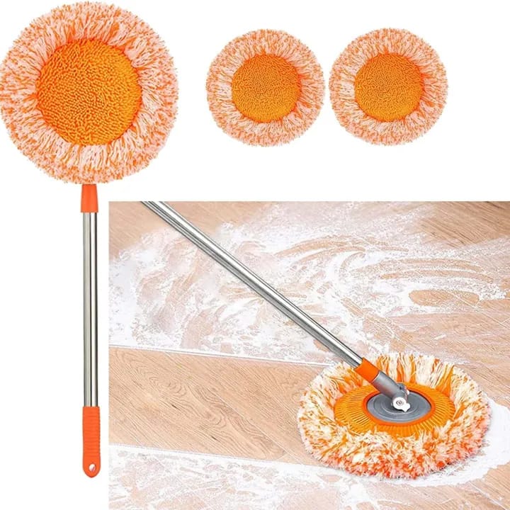 360° Rotating Floor Cleaning Mop - Adjustable Stainless Steel Handle with Non-Slip Grip - Image 4