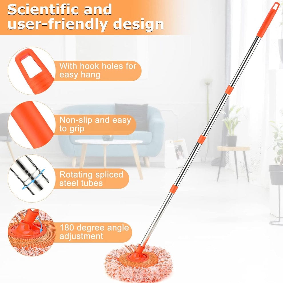 360° Rotating Floor Cleaning Mop - Adjustable Stainless Steel Handle with Non-Slip Grip - Image 3