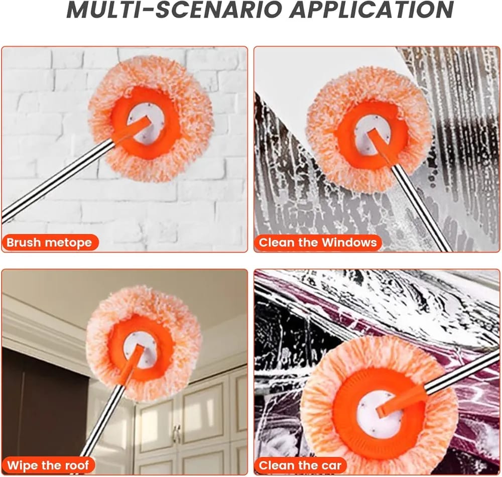 360° Rotating Floor Cleaning Mop - Adjustable Stainless Steel Handle with Non-Slip Grip - Image 2