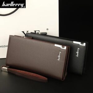 Baellerry Long Wallet for Men - Slim PU Leather Money Holder, Mobile Pocket & Multi-Card Organizer