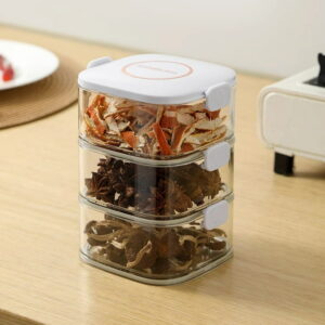 3 Pcs Korean Design Spice Storage Box - Stackable Seasoning Containers for Modern Kitchen Organization