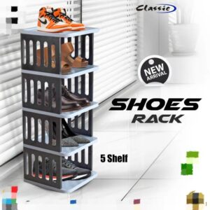 5-Layer Classic Plastic Shoe Rack - Space-Saving Durable Shoe Organizer for Home & Entryway