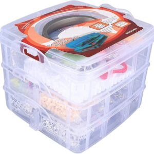 3-Layer Stackable Storage Box Organizer - Clear Multi-Compartment Jewelry & Craft Organizer