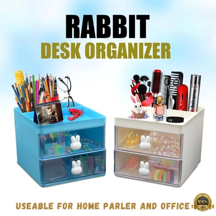 Rabbit Handle Desk Organizer - Multi-Purpose Storage Box for Home, Office, Kitchen & Parlor