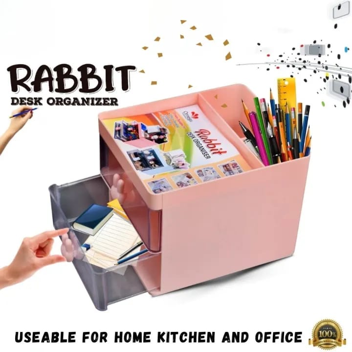 Rabbit Handle Desk Organizer - Multi-Purpose Storage Box for Home, Office, Kitchen & Parlor - Image 2