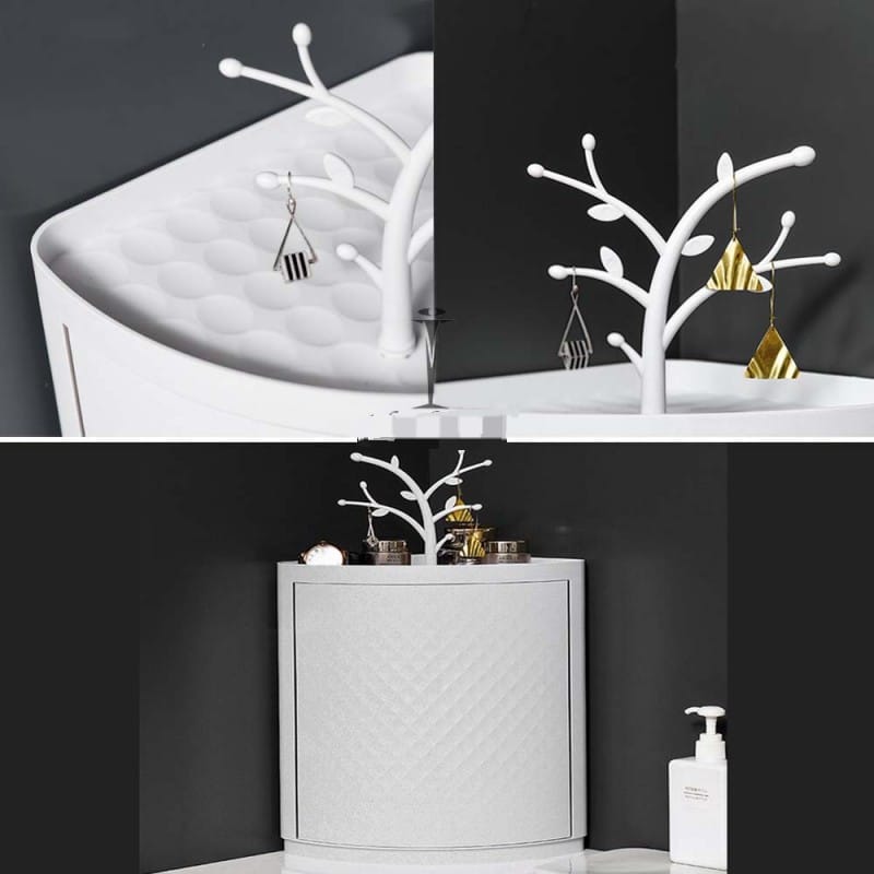 360° Rotatable Corner Bathroom Storage Organizer - Space-Saving Wall Mounted Shelf - Image 3