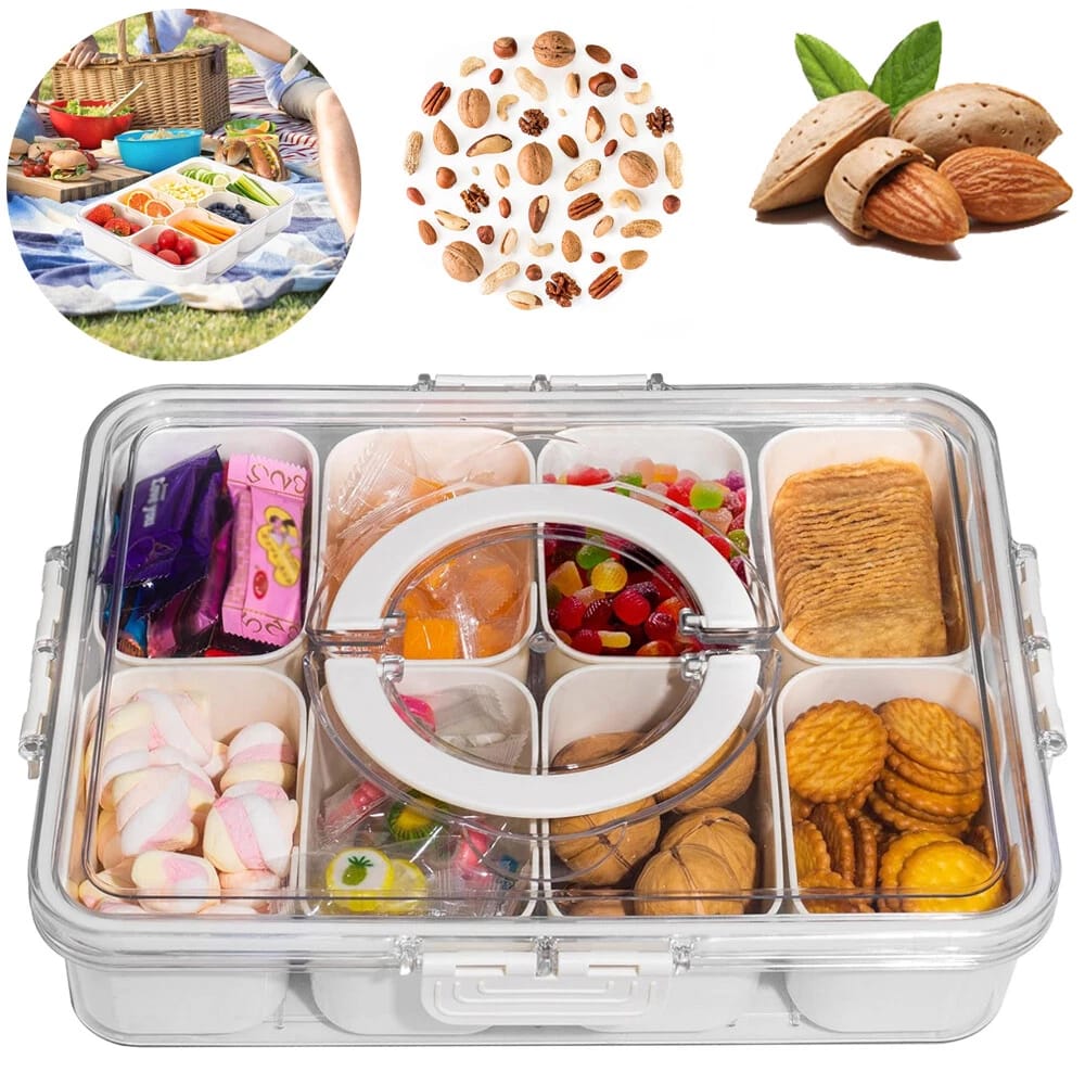 Nova 8-in-1 Snack Storage Container - Multi-Use Transparent Tray Organizer with Detachable Compartments & Lid - Image 4