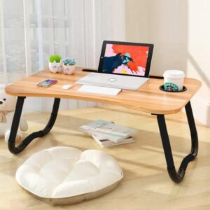 Multipurpose Folding Laptop & Study Table with Cup Holder and Tablet Stand - Portable Foldable Desk