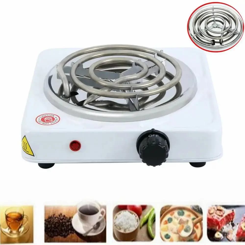Silver Crest Electric Single Burner Hot Plate - Fast Heating Cooker with Automatic On/Off & Easy-Clean Design