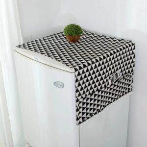 Anti-Dust Refrigerator Cover with 6 Storage Pockets - Waterproof Fridge Top Cover Organizer (Random Design)