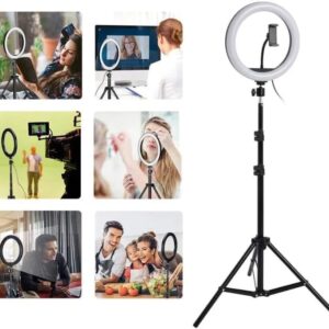 26cm Ring Light with Mobile Holder & Adjustable Stand - Professional LED Lighting for Videos, Makeup & Photography