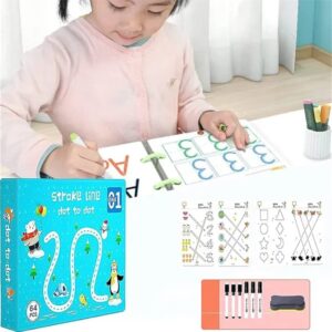 Kids Magical Tracing Workbook Set - 64 Pages Educational Learning Book with Markers & Eraser | A4 Reusable Tracing Practice Book