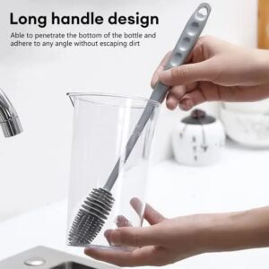 Silicone Cup & Bottle Cleaning Brush - Long Handle Milk Bottle, Glass & Vacuum Cup Washer | Deep Cleaning Kitchen Tool