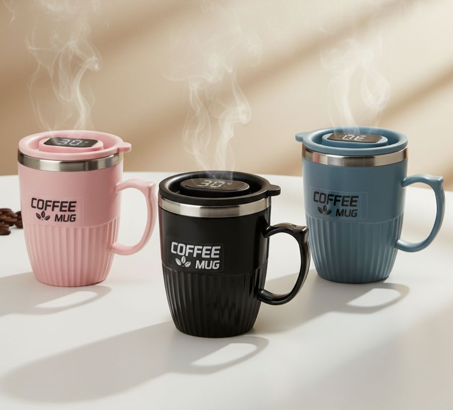 LED Temperature Display Stainless Steel Coffee Mug - Hot & Cold Insulated Travel Cup (Box Packed) - Image 4