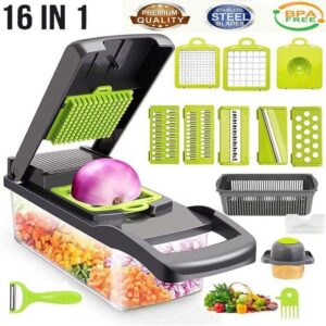 16 in 1 Vegetable Chopper - Multi-Functional Veggie Slicer, Dicer & Cutter with Storage Box & Accessories