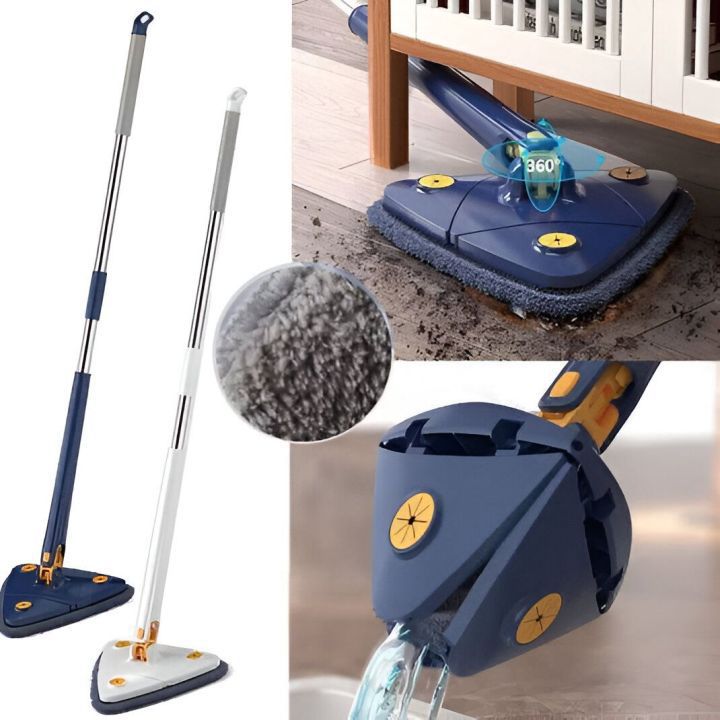 Auto Squeeze Triangle Mop - 360° 3-Sided Microfiber Floor Cleaner with Quick Dry System