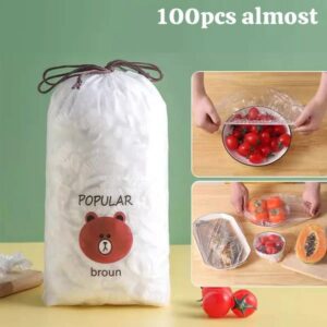 Pack of 100 Elastic Food Covers - Disposable Bowl & Plate Stretch Lids