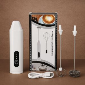 2-in-1 Rechargeable Egg & Coffee Beater - USB Electric Frother and Whisk with Box Packing