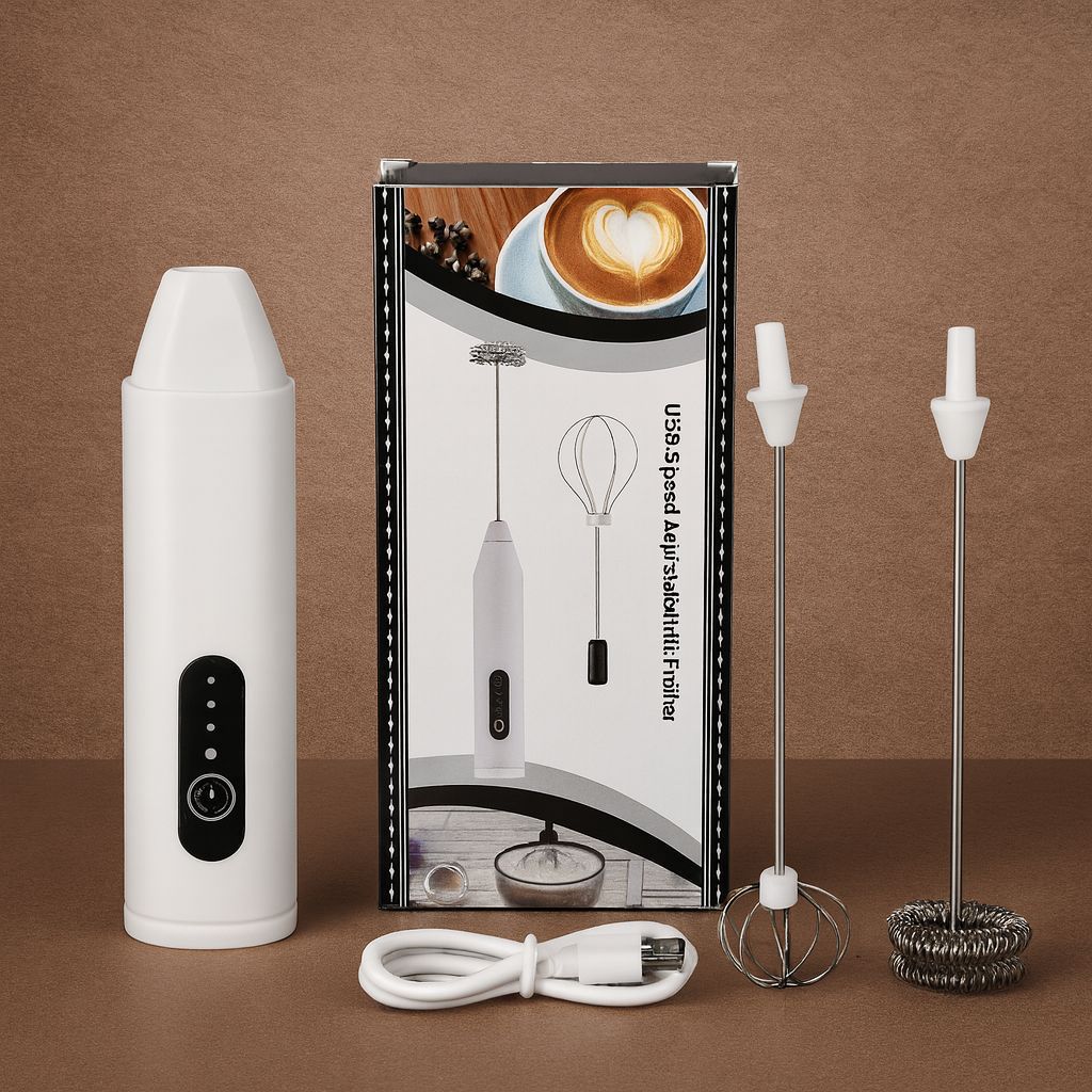 2-in-1 Rechargeable Egg & Coffee Beater - USB Electric Frother and Whisk with Box Packing