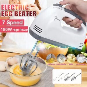 Scarlett 7-Speed Electric Hand Mixer - Egg Beater with Chrome Beaters & Dough Hooks