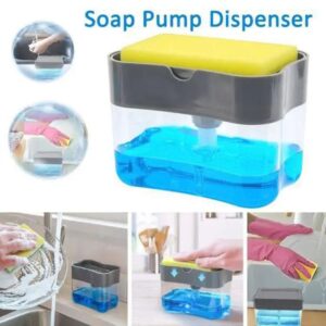 2-in-1 Sponge Caddy with Soap Dispenser - Press Down Dishwashing Soap Pump with Sponge