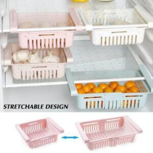 Stretchable Fridge Basket - Adjustable Refrigerator Storage Organizer for Fruits & Vegetables