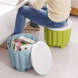Multi-Function Plastic Storage Stool - Durable Overlay Design | Fashionable Adult Furniture Stool for Home & Office