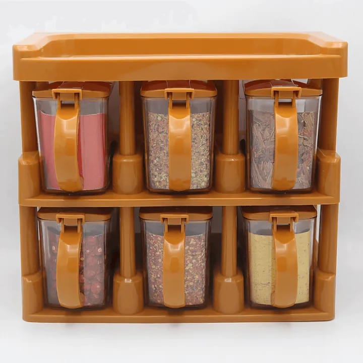 Master Chef 6-Jar Masala Rack - Spice Storage Box Set for Kitchen Seasoning & Organization - Image 3