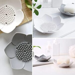 Silicone Flower Soap Holder - Lotus Design Drainage Soap Tray for Bathroom & Kitchen