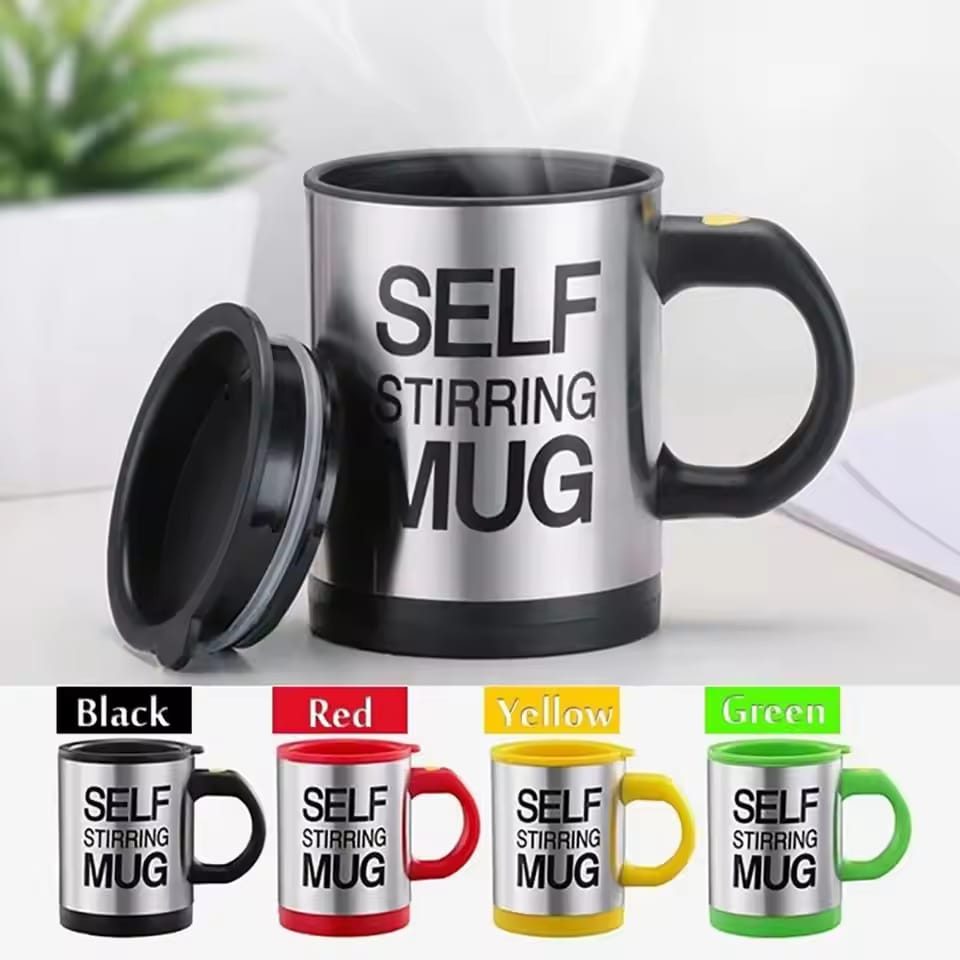 Self-Stirring Mug - Stainless Steel Automatic Coffee & Milk Mixer Cup with Lid | Portable Drink Blender