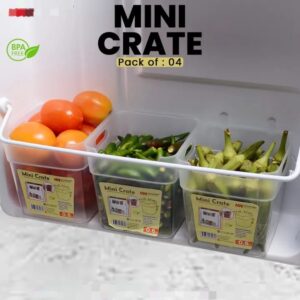 Maxware Mini Crate - BPA-Free Fridge Storage Box Set (4pcs) for Vegetables, Fruits & Kitchen Organization