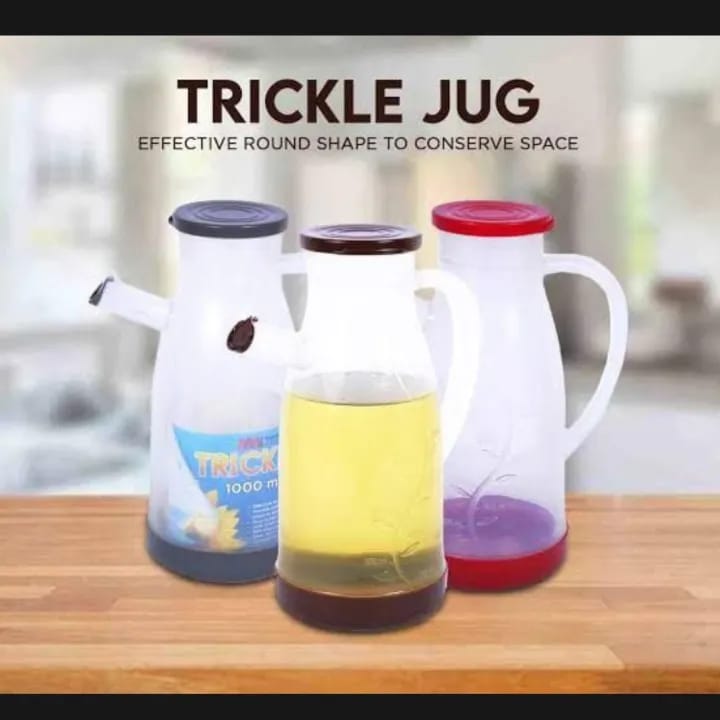 Trickle Jug - Space-Saving Round Oil & Liquid Storage Jug with Easy-Pour Spout (1000ml)