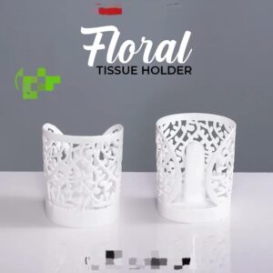 Floral Tissue Holder - Stylish Round Decorative Tissue Stand for Home & Office
