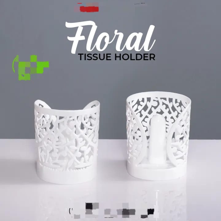 Floral Tissue Holder - Stylish Round Decorative Tissue Stand for Home & Office